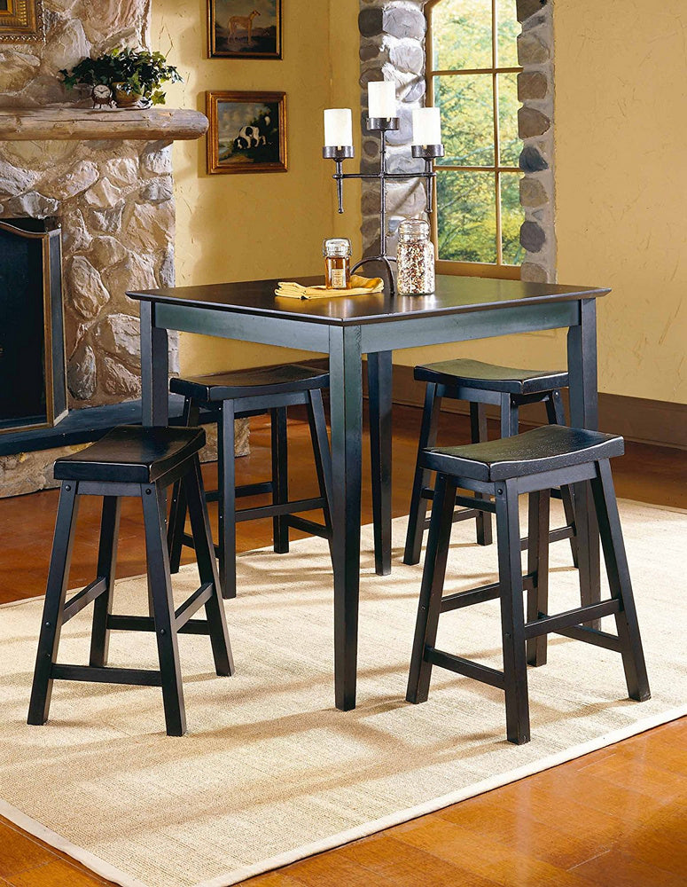 Saddleback 5-Pc Black Wood Counter Height Table Set