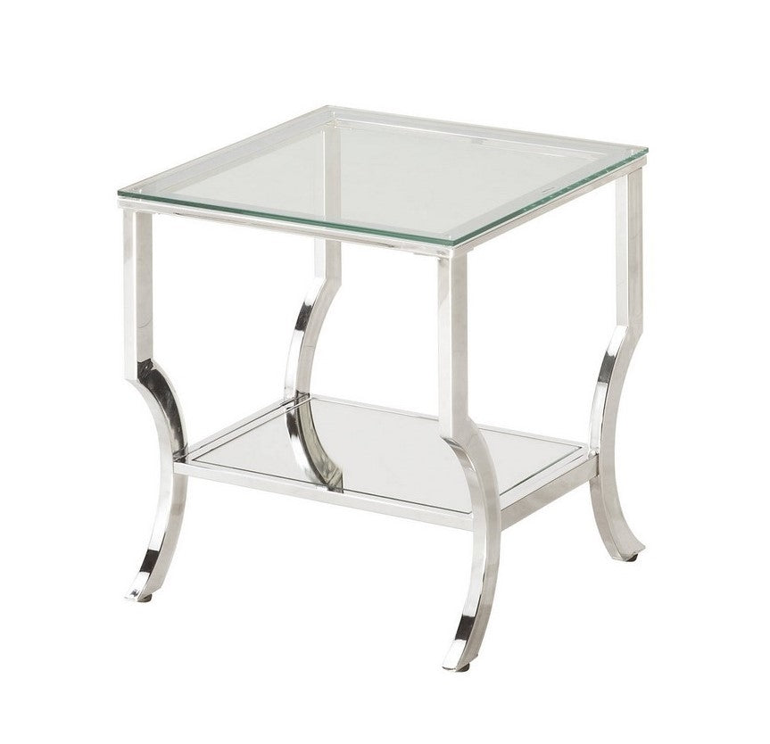 Saide Contemporary Clear Glass/Chrome Finish End Table