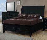 Sandy Beach Black Wood King Sleigh Storage Bed