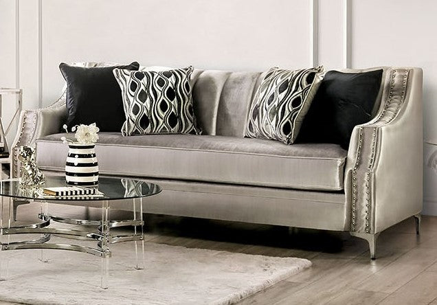 Elicia Silver Chenille Sofa (Oversized)