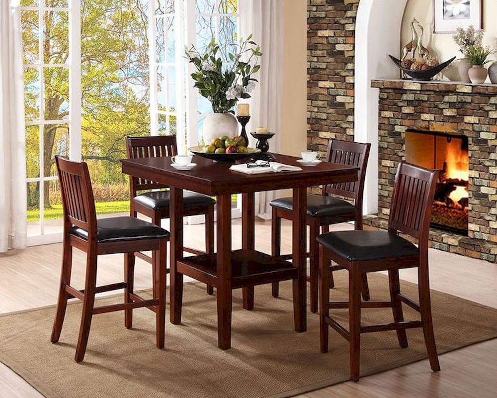 Galena 5-Pc Dark Brown Bi-Cast Vinyl/Wood Table Set