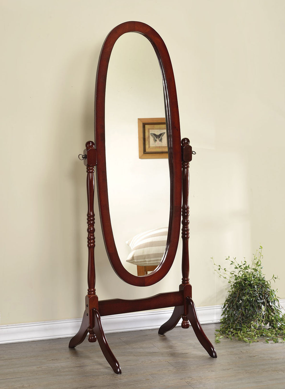 Adela Warm Brown Wood Cheval Mirror