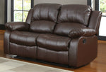 Cranley Brown Leather Manual Double Recliner Loveseat