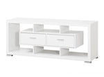 Aurora White Wood TV Stand with 2 Drawers