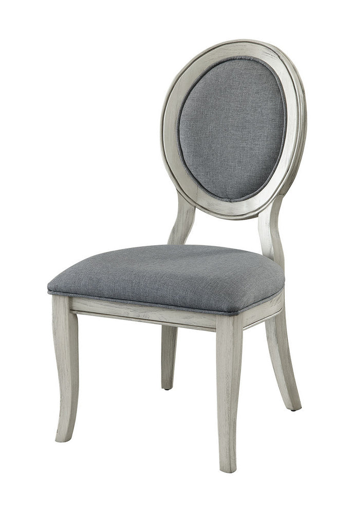 Kathryn 2 Antique White Fabric Side Chairs