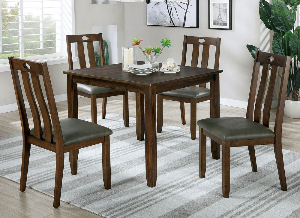 Brinley II 5-Pc Walnut Wood Dining Table Set