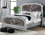 Aalok Silver Wood Cal King Bed w/Velvet Insert