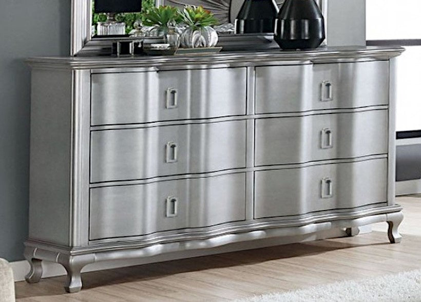 Aalok Silver Wood Dresser with 6 Drawers