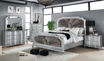 Aalok Silver Wood King Bed with Velvet Insert