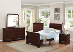 Abbeville Brown Cherry Wood Twin Sleigh Bed