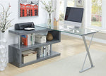 Acke Gray Glass/Metal Computer Desk