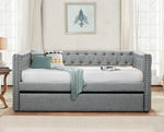 Adalie Gray Fabric Upholstered Twin Daybed with Trundle