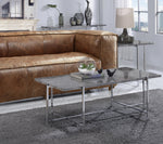 Adelae Faux Marble/Chrome Metal Sofa Table