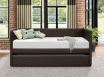 Adra Brown Vinyl Upholstered Twin Daybed with Trundle