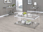 Adriana Chrome & Acrylic Coffee Table with Glass Top