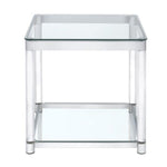 Adriana Chrome & Acrylic Square End Table with Glass Top