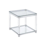 Adriana Chrome & Acrylic Square End Table with Glass Top