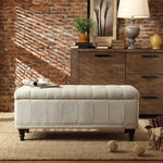 Afton Cream Fabric Lift Top Storage Bench