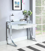 Aiyana White Wood/Chrome Metal Writing Desk