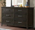 Alaina Walnut Wood 6-Drawer Dresser