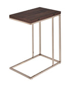 Alena Chocolate Chrome Snack Table with Chestnut Wood Top