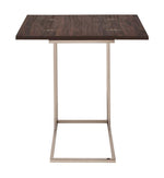 Alena Chocolate Chrome Snack Table with Chestnut Wood Top