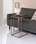 Alena Chocolate Chrome Snack Table with Chestnut Wood Top