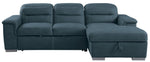 Alfio 2-Pc Blue Fabric RAF Sectional with Pull-Out Bed