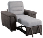 Alfio Two-Tone Fabric Chair with Pull-Out Ottoman