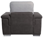 Alfio Two-Tone Fabric Chair with Pull-Out Ottoman