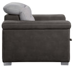 Alfio Two-Tone Fabric Chair with Pull-Out Ottoman