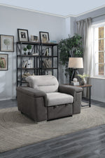 Alfio Two-Tone Fabric Chair with Pull-Out Ottoman