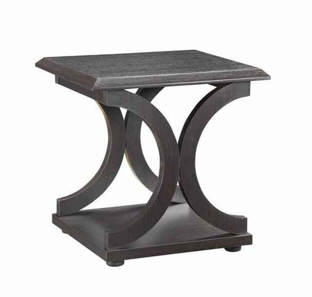 Alfonsina Cappuccino Wood C-Shaped End Table