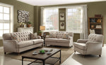 Alianza Beige Fabric Diamond Tuffted Loveseat with 2 Pillows