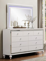 Alonza 6-Pc White Wood Queen Bedroom Set w/LED Lighting