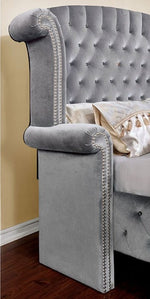 Alzir Gray Fabric Cal King Bed (Oversized)