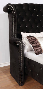 Alzire Black Fabric King Bed (Oversized)