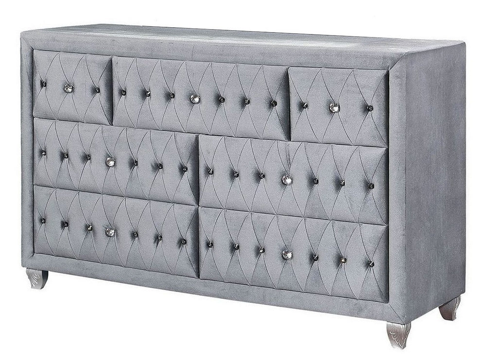 Alzir Gray Fabric 7-Drawer Dresser