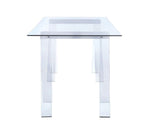 Amaturo Clear Acrylic Sawhorse Writing Desk with Glass Top