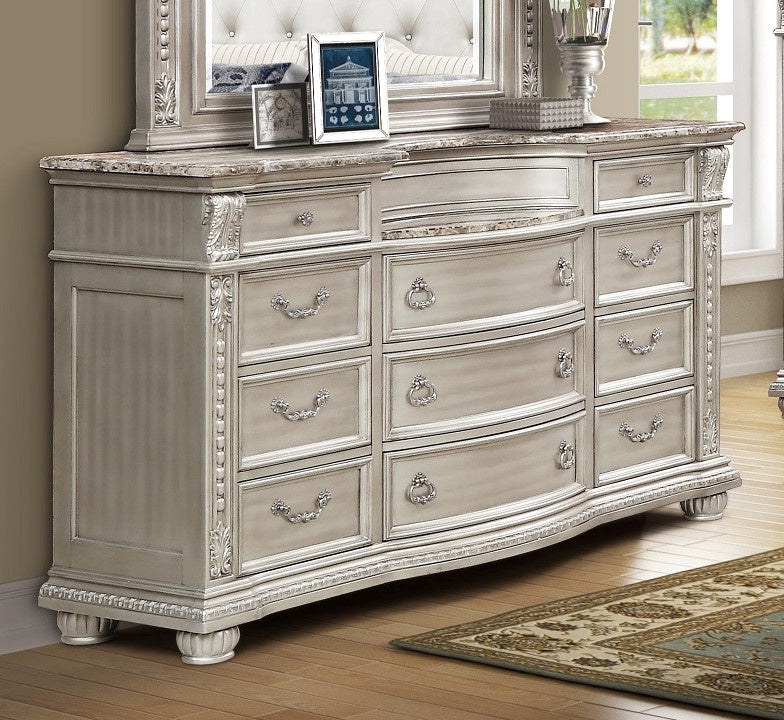 Amber Antique Platinum Wood Dresser