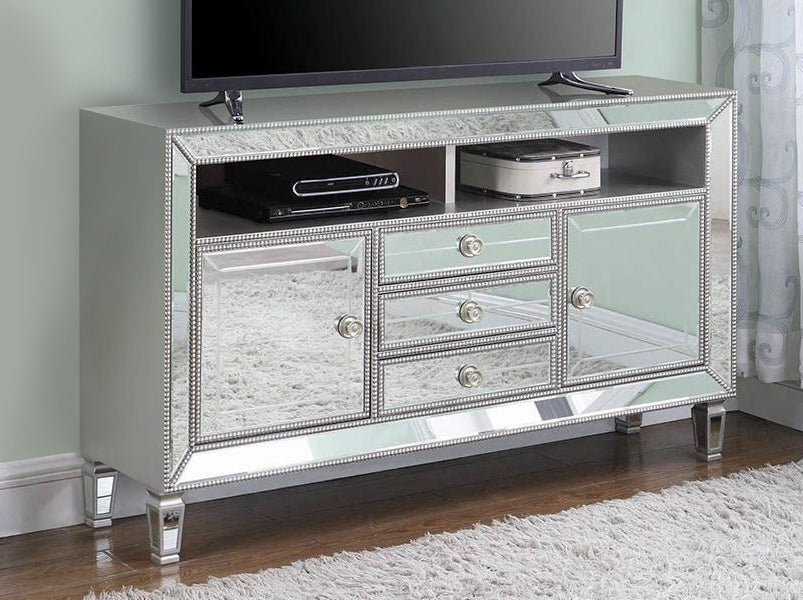 Ameila Metallic Platinum Wood 60" TV Console