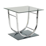 Amore 3-Pc Chrome & Glass Table Set with U-Shaped Base