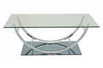 Amore Chrome & Glass Coffee Table with U-Shaped Base