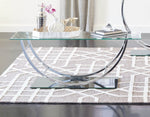 Amore Chrome & Glass Coffee Table with U-Shaped Base