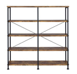 Analiese Antique Nutmeg Wood/Black Metal Double Bookcase