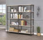 Analiese Grey Driftwood Wood/Black Metal Double Bookcase