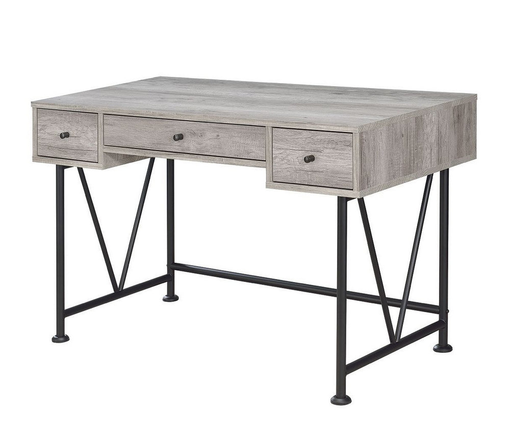 Analiese Grey Driftwood Wood/Black Metal Writing Desk