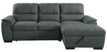 Andes 2Pc Gray Fabric RAF Sectional Sofa w/Pull-Out Bed