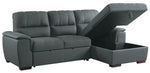 Andes 2Pc Gray Fabric RAF Sectional Sofa w/Pull-Out Bed