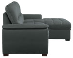 Andes 2Pc Gray Fabric RAF Sectional Sofa w/Pull-Out Bed